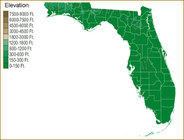 Florida elevation map